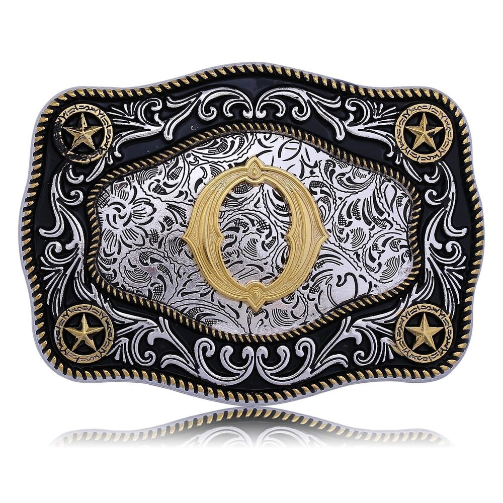 2152 Western Belt Buckle Initial Letters ABCDJMR to Z Large Gold Cowboy